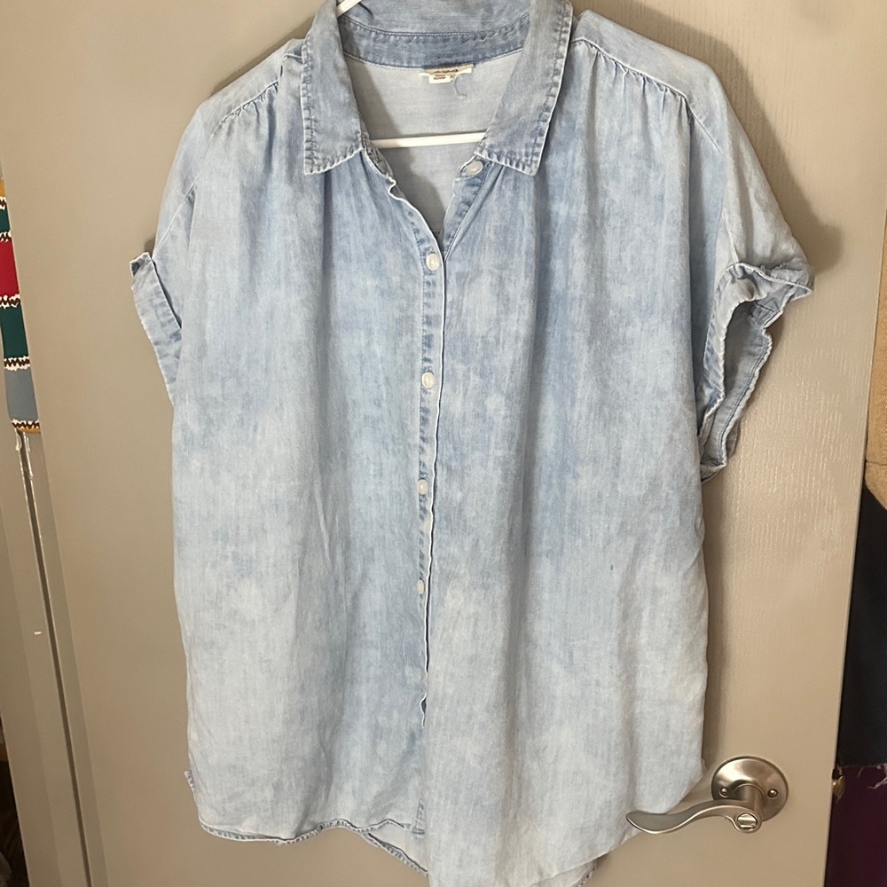 a.n.a Light Blue Denim chambray Shirt